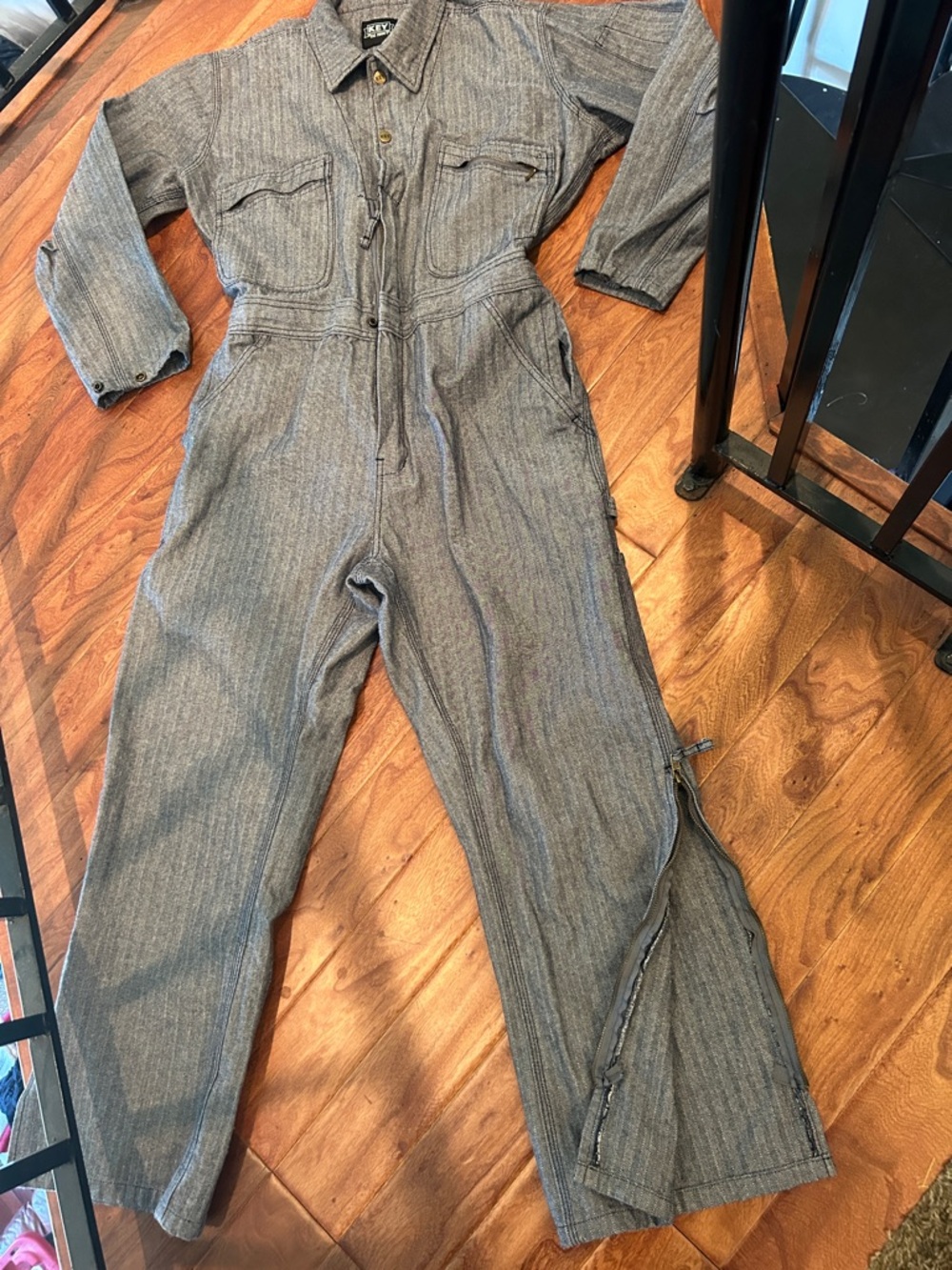 Key EST 1908 Vintage Imperial Herringbone Denim Utility Zip-Front Overalls